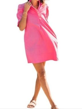NAVYBLEU westport puff sleeve shirt dress Cotton  XS pink